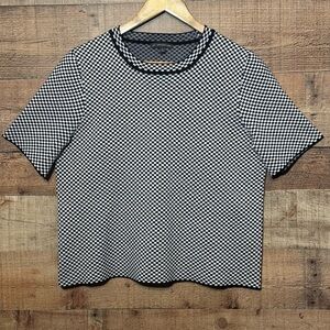 Adrianna Papell Checkered Cropped Sweater Shirt size Medium